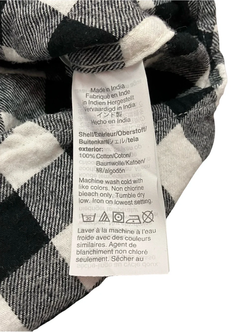J Crew Slim Flannel Shirt Mens Medium Black White Buffalo Check Button Up Long